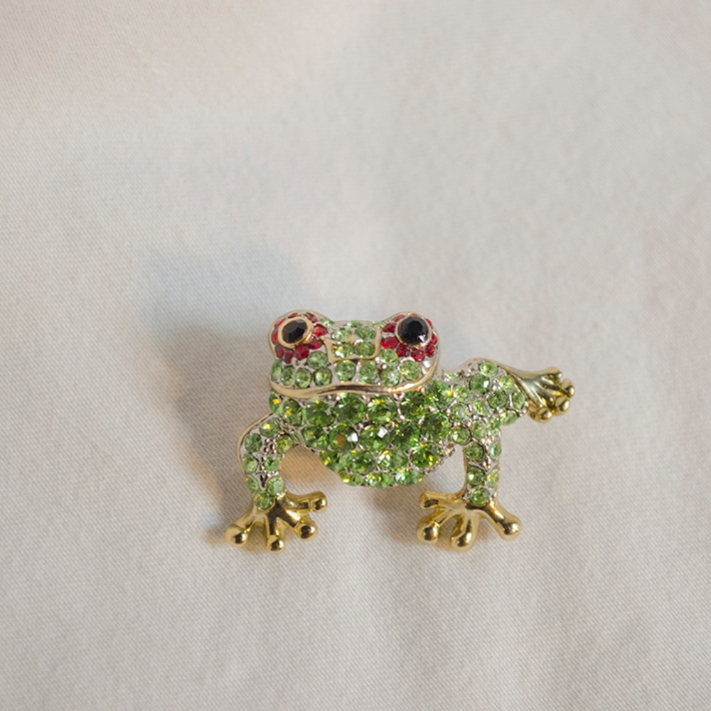 Jeweled Frog Pin